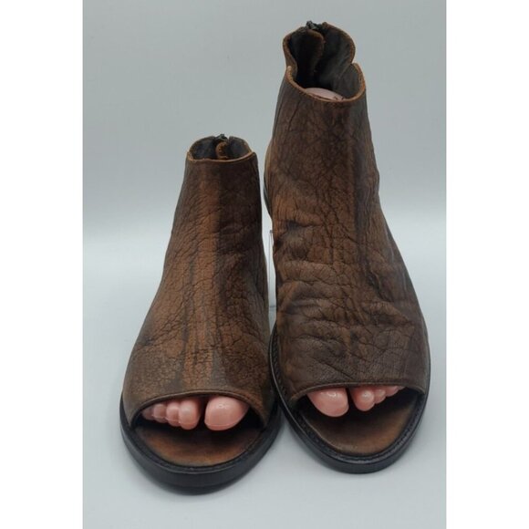 Free People Open Toe Boot Sandal Brown Distressed Leather Back Zip Size 10 - Picture 4 of 10